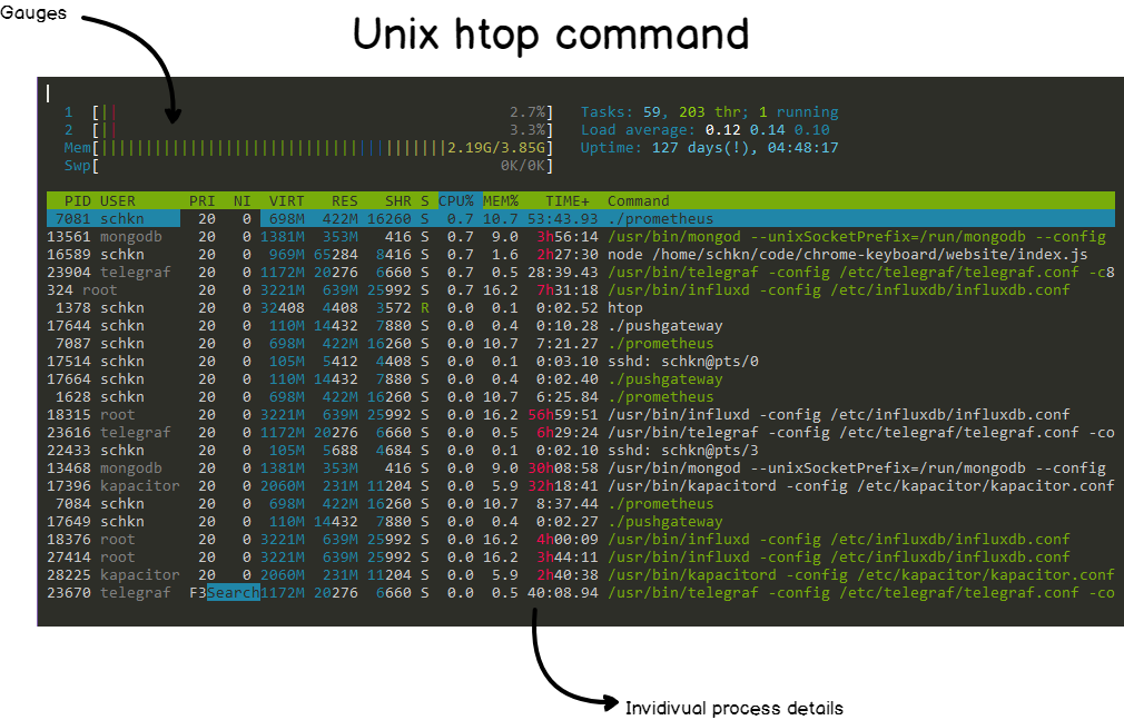 Process monitoring and information gathering in Linux